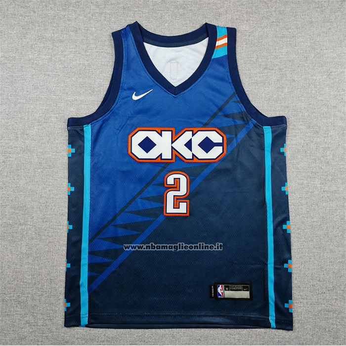 Maglia Bambino Oklahoma City Thunder Shai Gilgeous Alexander No 2 Citta 2025-26 Blu